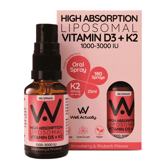 High Absorption Liposomal Vit D3+K2 2000IU Oral Spray (Strawberry & Rhubarb) 25ml