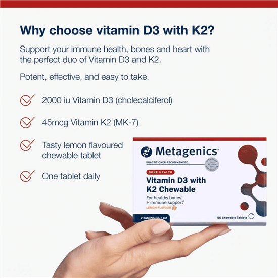 Vitamin D3 with K2 Chewable 56s